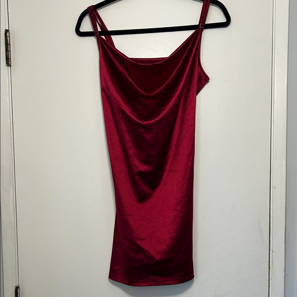 Zaful Sleek Red Satin Cowl Neck Mini Slip Dress Party Homecoming Dance Size 8